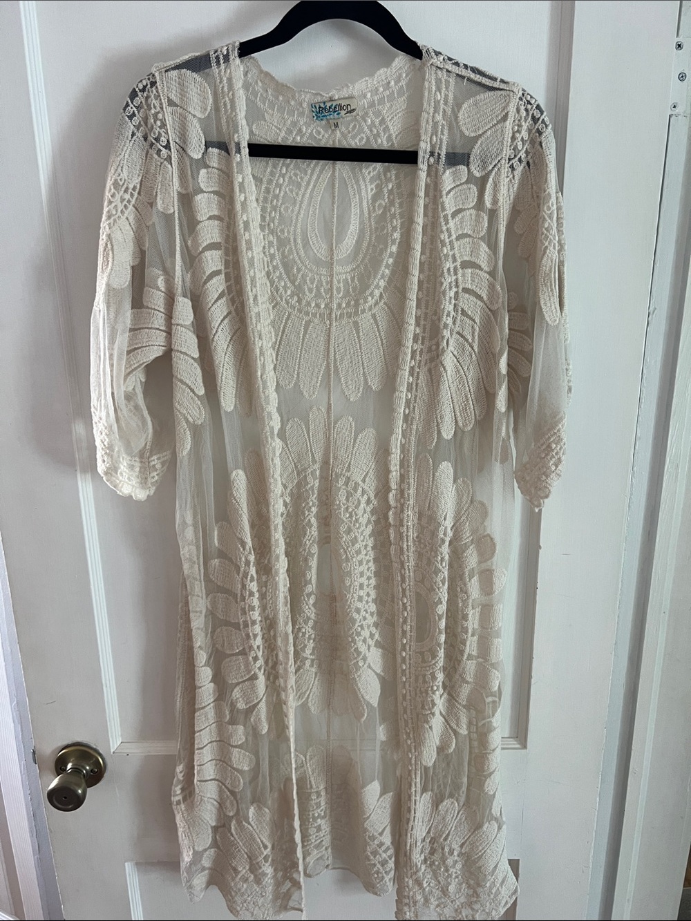 Rebellion Cream Crochet Lace Kimono Jacket